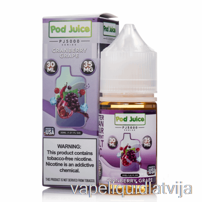 Dzērveņu Vīnogu - Pāksts Sula Pj5000 - 30ml 35mg Vape šķidrums